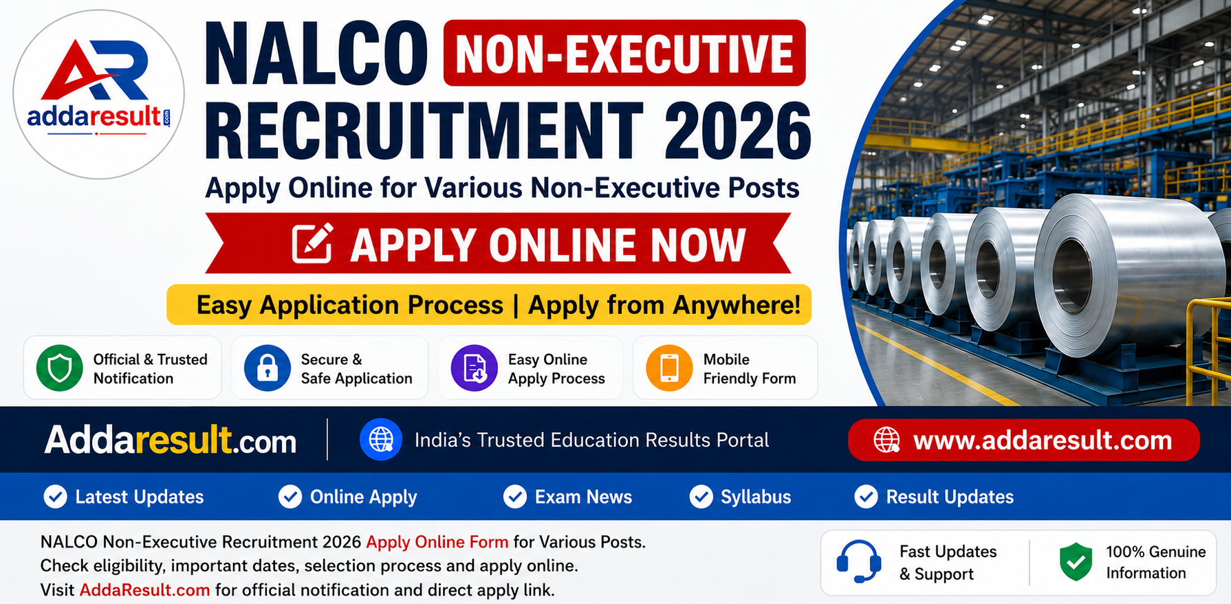 NALCO Non Executive Recruitment 2026, – AddaResult.com