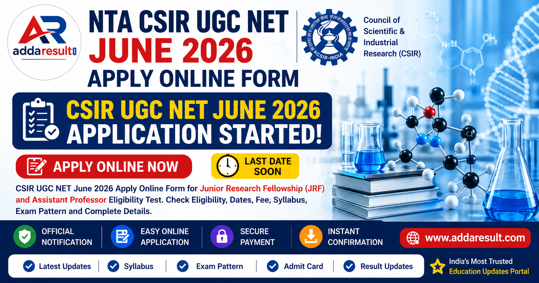 NTA CSIR UGC NET June 2026 Apply Online Form – AddaResult.com