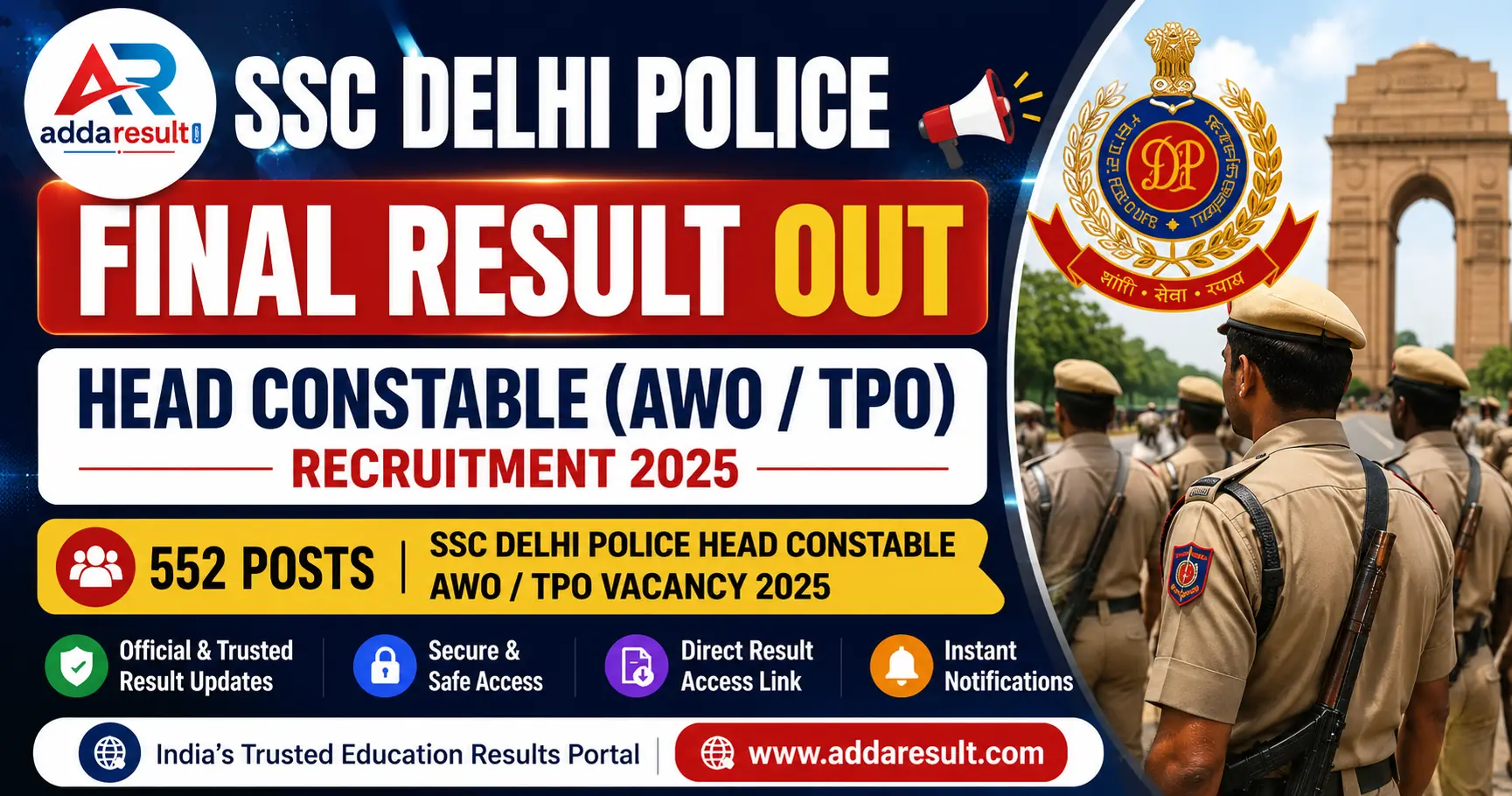 SSC Delhi Police Head Constable AWO TPO Final Result 2025 – AddaResult.com